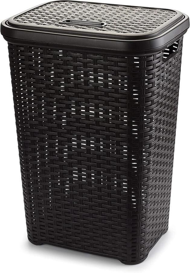 Wasmand Rotan Linnenmand Mand Kleding Opbergen Elegante Wilgenlook 60 Liter 43x35x62cm Muisgrijs