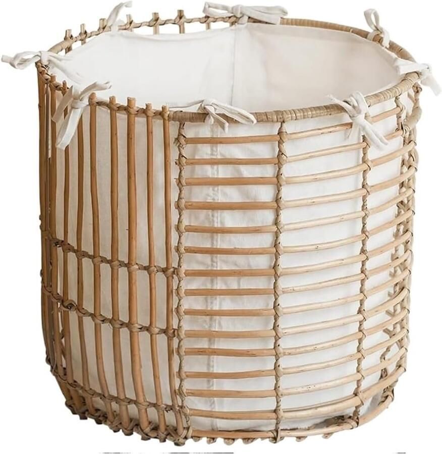 Wasmand Rotan Opbergmand Handgemaakt Vuile Was Sorteren Hoogwaardig Materiaal 45 x 40 cm Natuurlijk