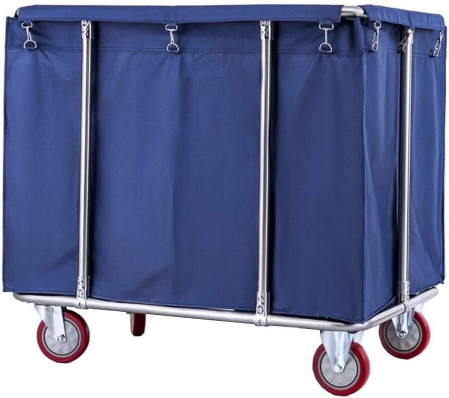 Wasmand Sorteerwagen Waswagen Rolbaar Was Sorteren Stevig Roestvrijstalen Frame 90x60x85cm Blauw