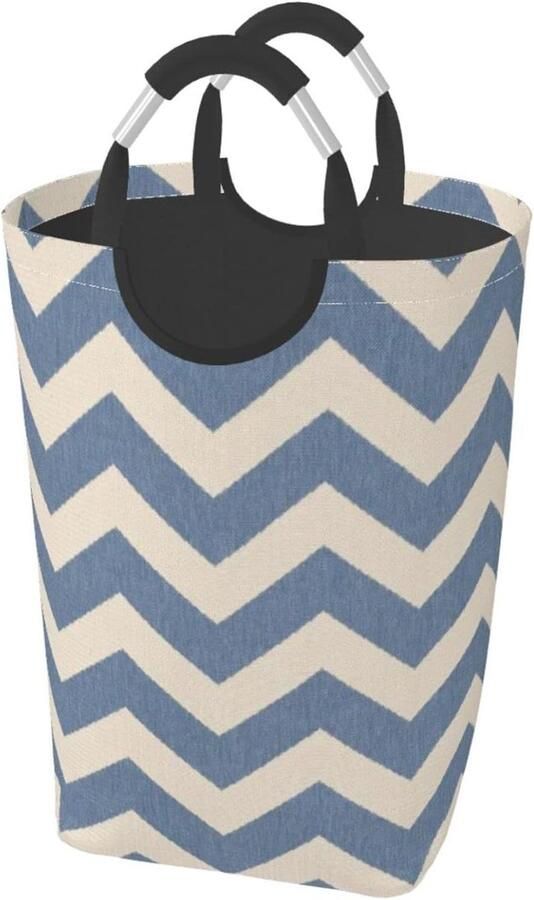 Wasmand Staand Kleding Opberger Vuile Kleding Sorteren Waterdicht Oxford Doek 50 Liter Blauw Beige Streep