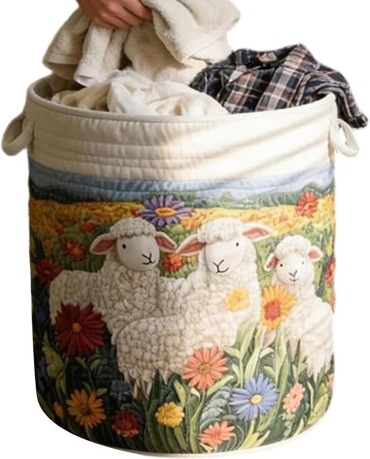 Wasmand Opvouwbaar Stoffen Opberger Vuil Wasgoed Gewatteerd Design 71x50cm