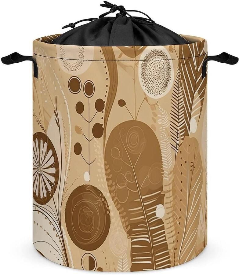 Wasmand Vuile kledingmand Kledingemmer Kleding Opbergen Waterdichte Coating 439 x 439 x 439 cm Beige Bruin