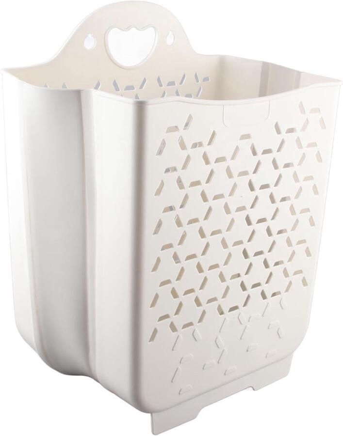Wasmand Vuile kledingmand Ruimtebesparend Opbergen Opvouwbaar Wandmontage 48x40x10 cm Wit