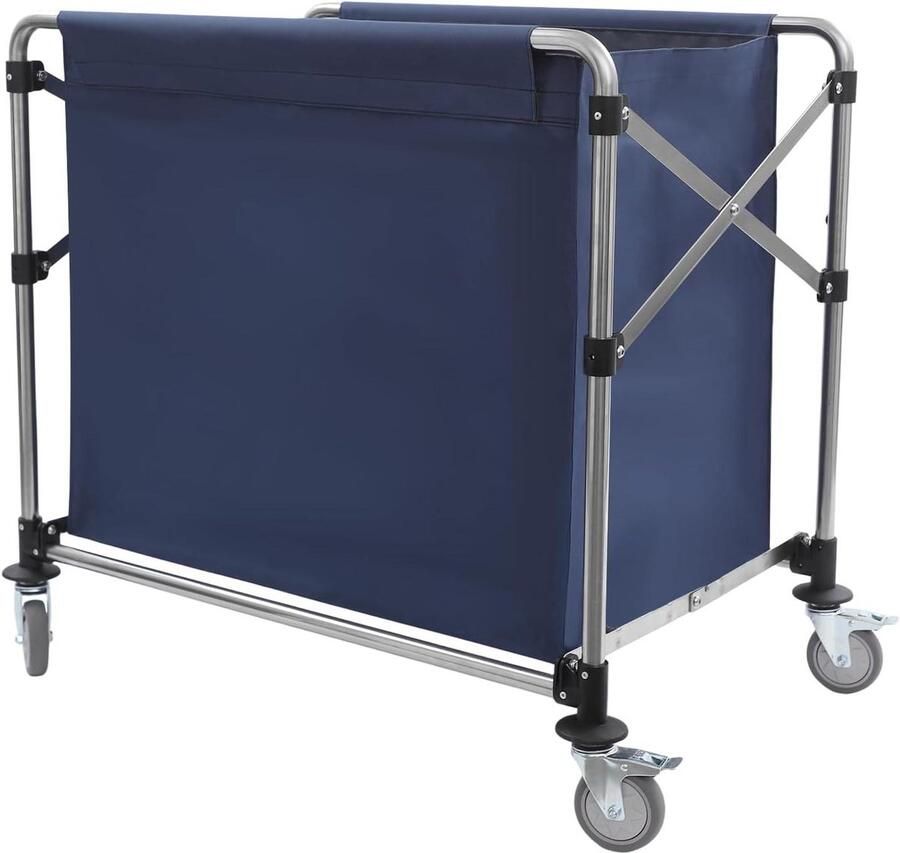 Wasmand Wagen Sorteerwagen Wielen Efficiënt Wassen Hoge Draagkracht 90 x 60 x 88 cm Blauw