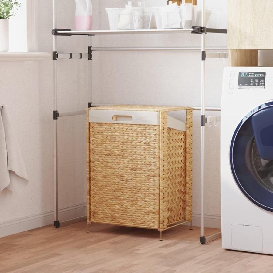 Wasmand met Deksel Opbergmand Was Opbergen Wasgoed Natuurlijk Waterhyacint 44 x 34 x 64 cm Bruin