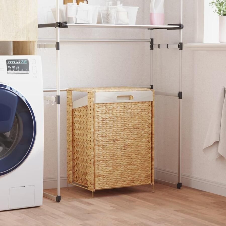 Wasmand Waterhyacint Linnenmand Mand Wassen Opbergen Met Deksel Handgreep 44x34x64cm Natuurlijk