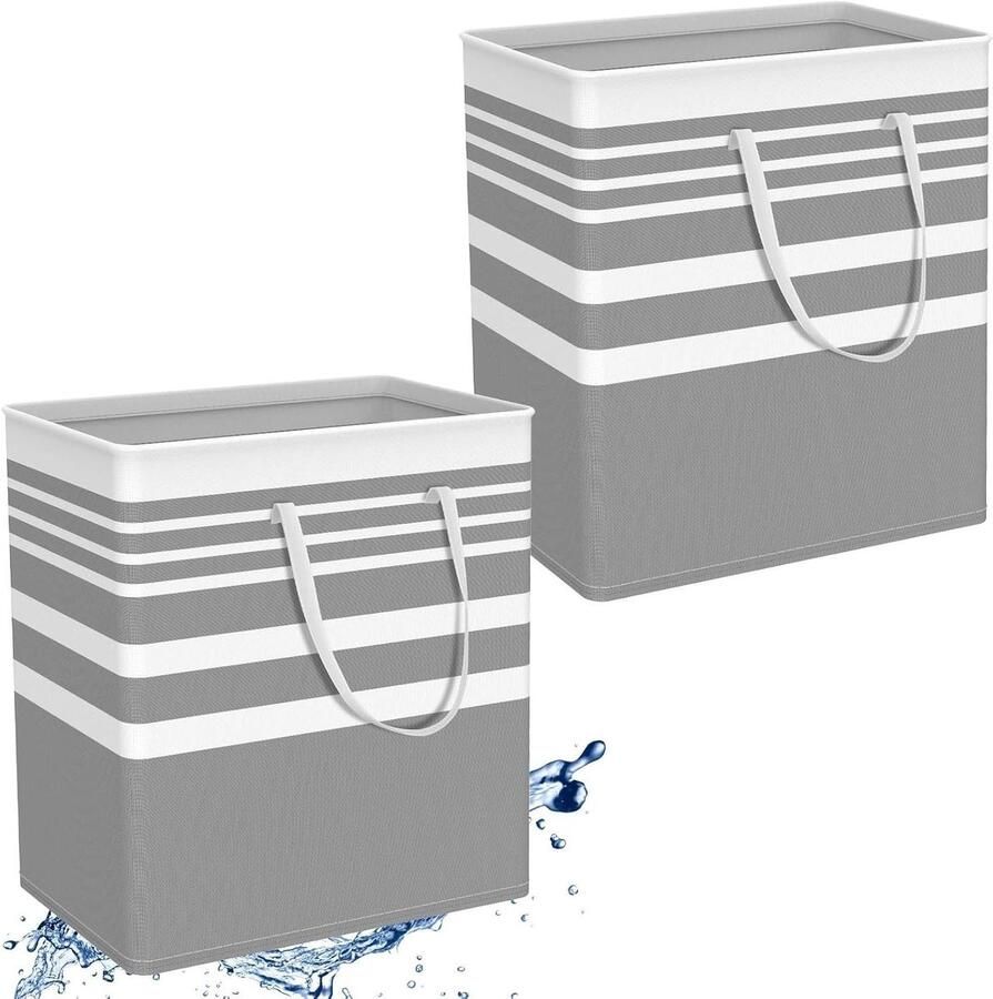 Wasmanden 2 stuks wasmand met handvat 100 l ultra-grote capaciteit wasmand opvouwbare wasmand canvas wasmand (grijs)