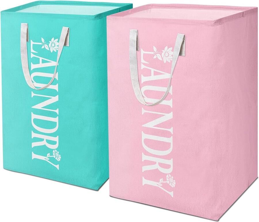 Wasmanden Set Kleding Opbergers Vuile Was Sorteren Opvouwbaar Waterdicht 75 Liter Capaciteit Roze Groen Bloemen