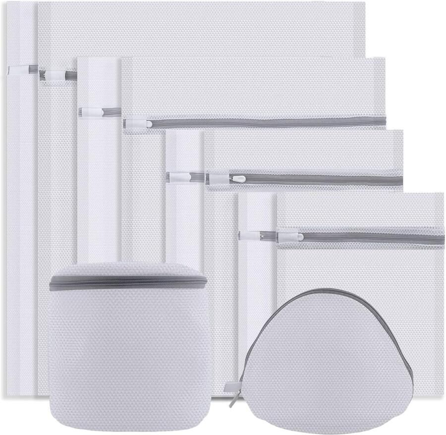 Wasnet set Waszakken machine Kleding beschermen Verschillende mazen 10 stuks Wit