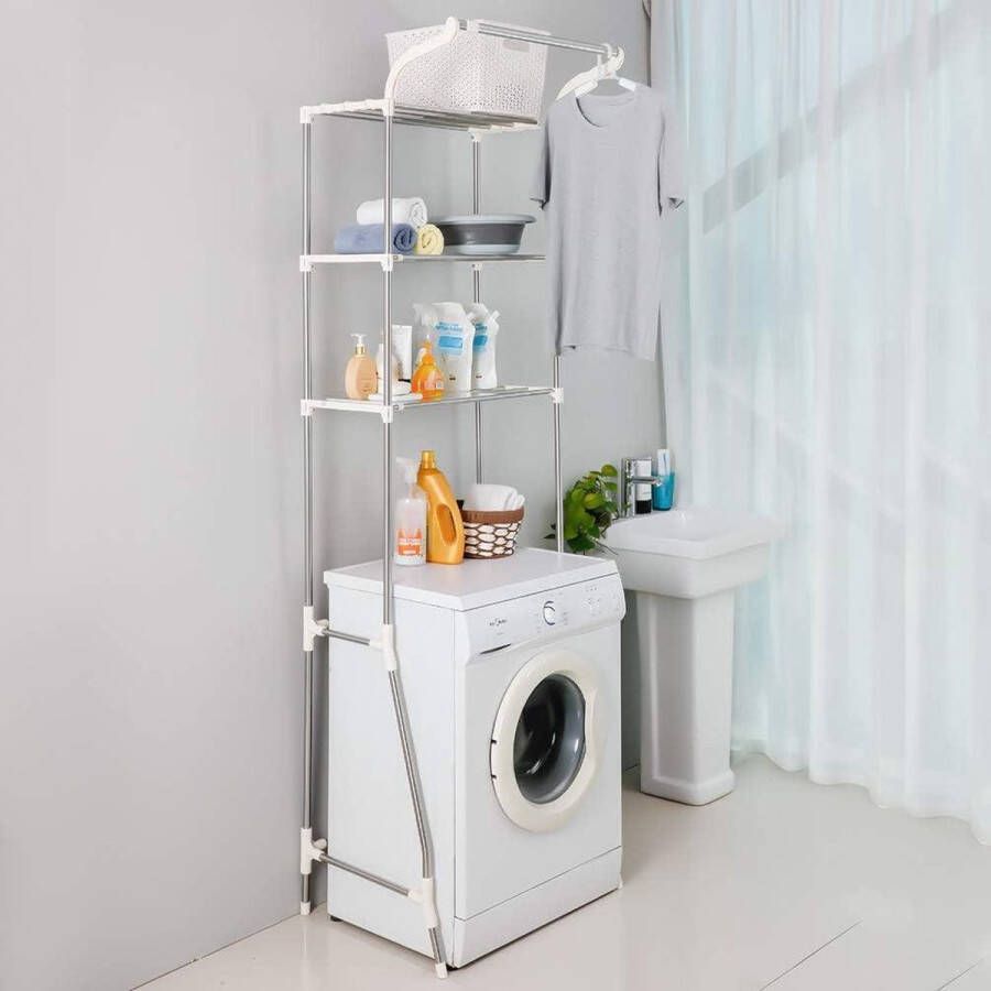 Wasruimte Plank 3 Tier Over Wasmachine Opslag Badkamer Organisatie Ruimtebesparende Rekken Ivoor Wasmachine rek