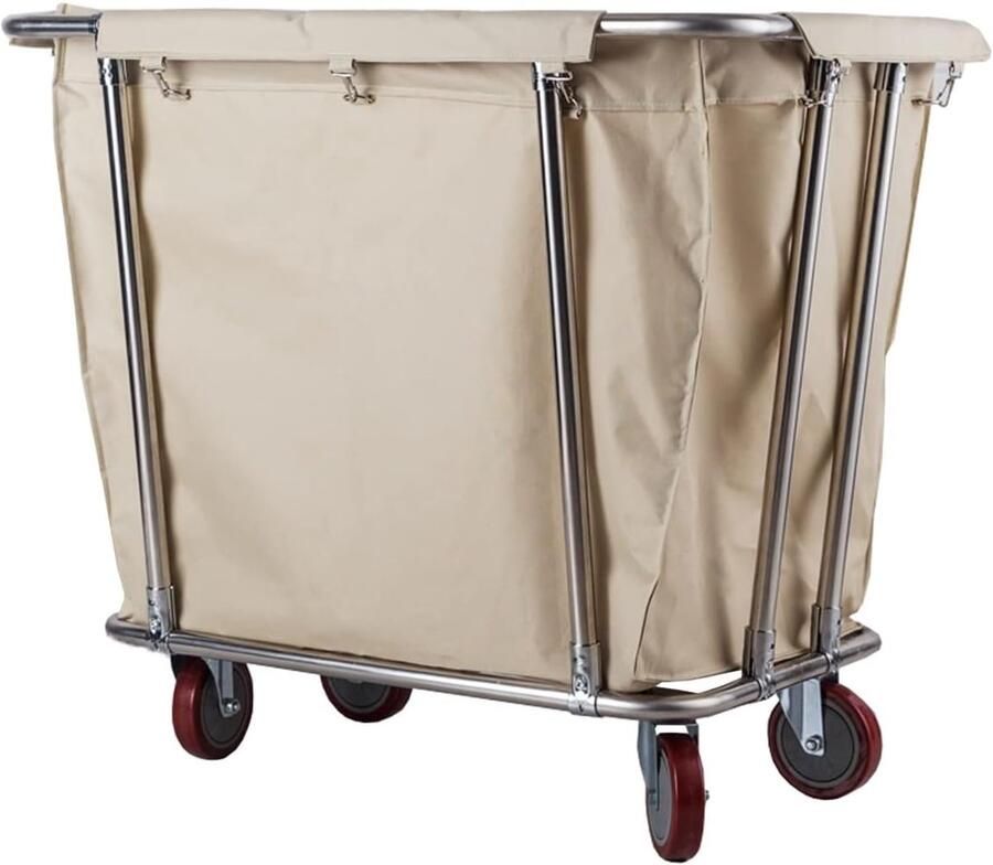 Wasserij Karretje Linnenwagen Rollend Kleding Organiseren Afneembare Zakken 400L Beige