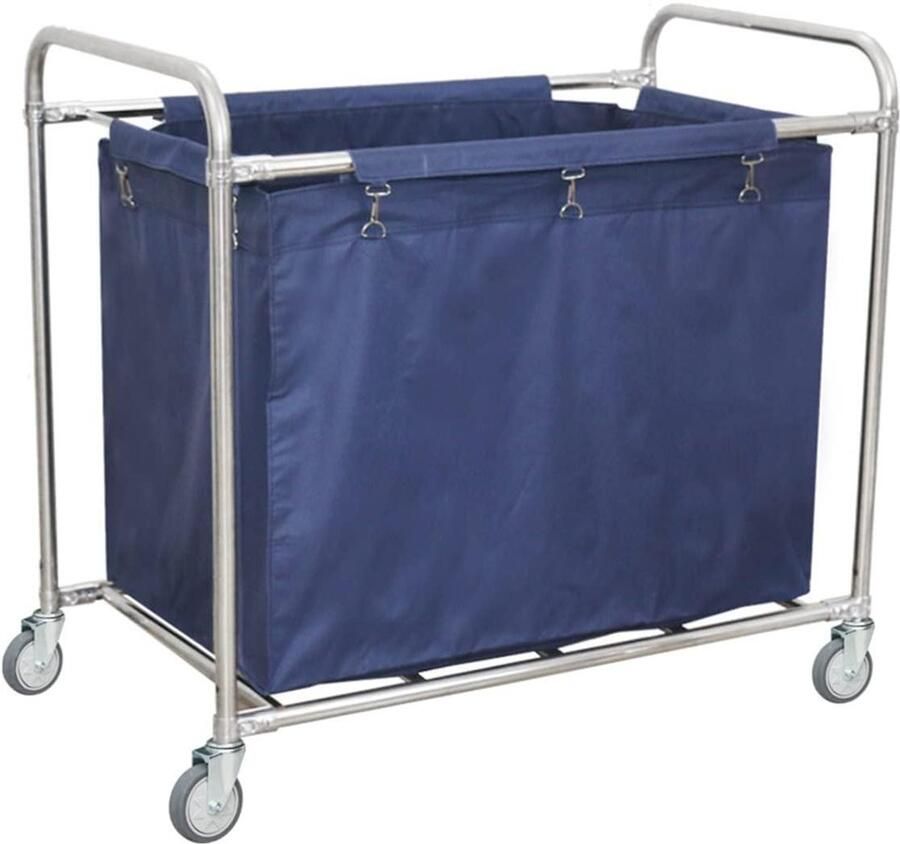 Wasmand op wielen Linnenkar Huishoudelijk organiseren Sterk roestvrij staal Grote capaciteit Blauw - Foto 1