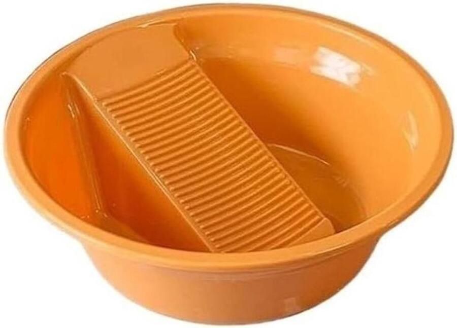 Wastobbe met wasbord Handwas set Handmatig wassen Geïntegreerd ontwerp Compact Oranje