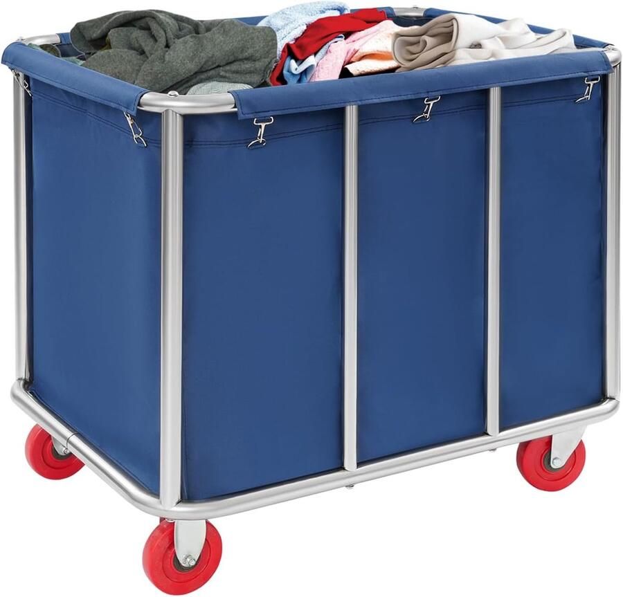 Wastwagen met wielen Wassorteerder Wasgoed verzamelen Hoog draagvermogen 90 x 65 x 80 cm Blauw