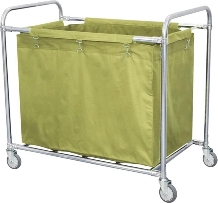 Waswagen met Wielen Wasserette Trolley Was Sorteerwagen Kleding Sorteren Roestvrijstalen Frame Grote Capaciteit Blauw