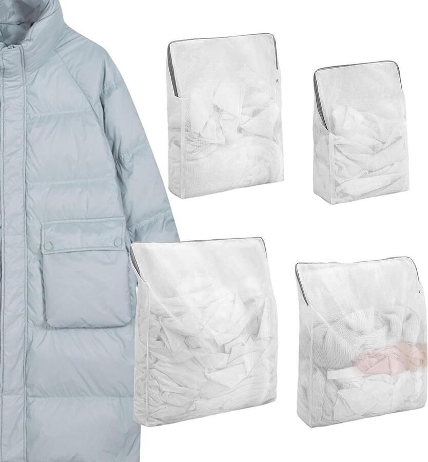 Waszakken Mesh Honingraat Zak Kleding Beschermen Met Rits 1 Stuks Wit