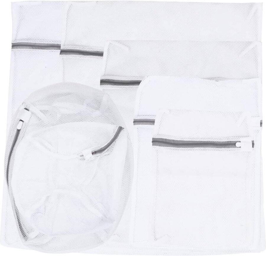 Waszakken Set Fijne Mesh Zakken Kleding Beschermen Met Rits Ontwerp 7 Stuks Wit