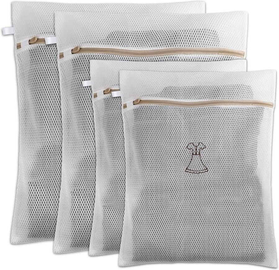 Waszakken Set Wasmachine Netten Kleding Beschermen Versterkt Duurzaam Materiaal 4 Stuks 60x50cm Wit