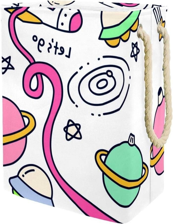 Waterdichte Wasserij Mand Vuile Kleding Mand Wasgoed Opbergen Dubbelwandig Ontwerp 49x30x40.5 cm Meerkleurig