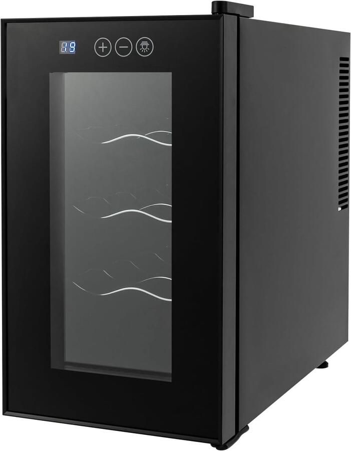 Wijnkoeler Drankkoelkast Dranken Koelen Glazen Deur Touchpanel 6 Flessen Zwart