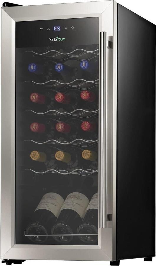 Wijnkoeler Koelkast Drankenkoeler Mini Fridge Wijn Opslag Compressor Koeling 18 Flessen Zwart