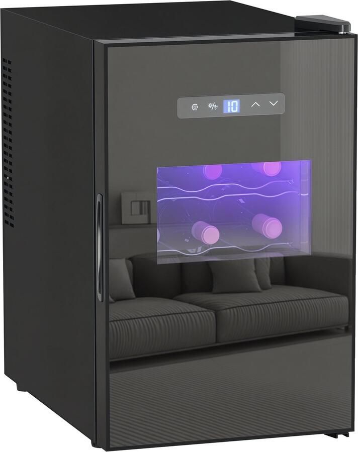Wijnkoeler vrijstaande 39L Drankenkoelkast Met Verstelbare -Temperatuur LED Verlichting Automatische Ontdooiing Voor Thuis Keuken Kantoor Hotel Stille Werking 65W 100-240V