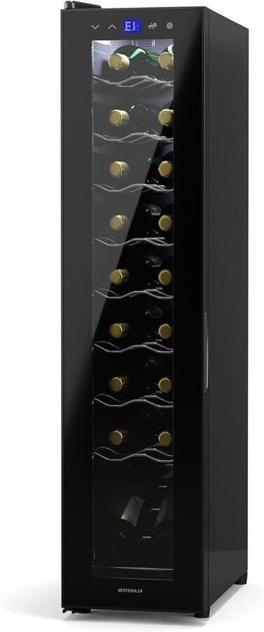Wijnkoelkast Drankkoeler Minibar Wijn Serveren 1 Zone Temperatuur 50L 18 Flessen Zilver