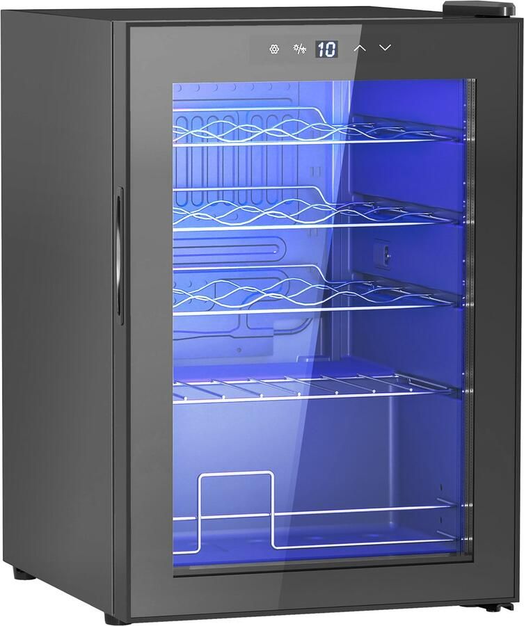 Wijnkoelkast Wijnklimaatkast Drankenkoelkast Wijnkast – Compressor – Touchscreen – Anti-UV glas LED-verlichting Keuken 45x43x64 cm 20 flessen Zwart