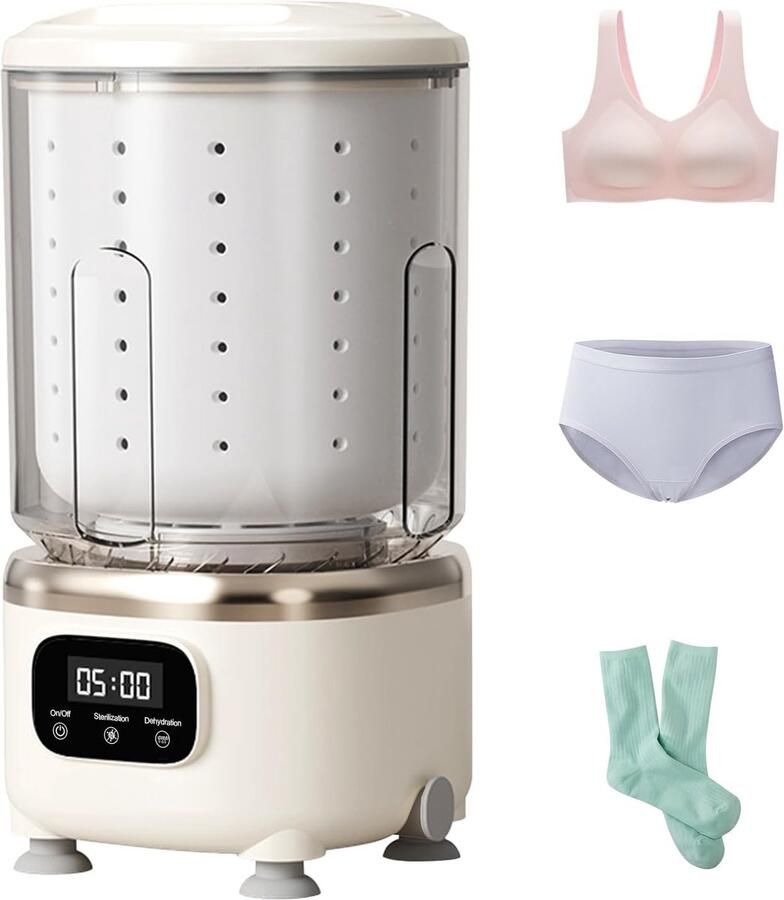 Wit Mini Wasmachine 3-in-1 Draadloos met Centrifuge Voor Onderkleding & Babykleding Ideaal voor Reizen Dorms en Appartementen