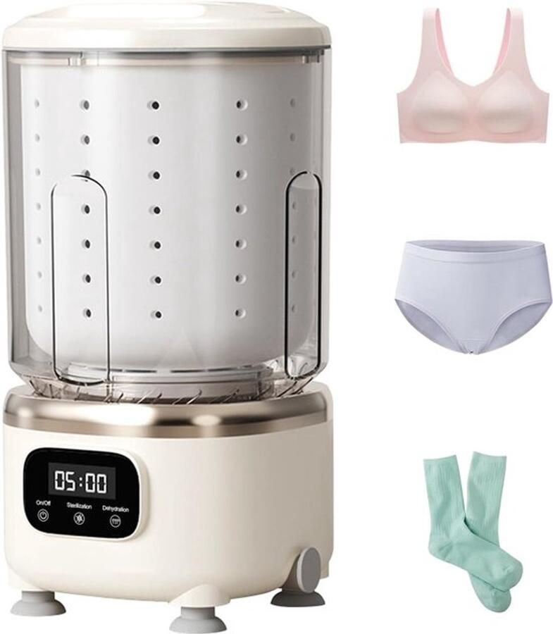 Wit Mini Wasmachine 3-in-1 Draadloos met Centrifuge Voor Onderkleding & Babykleding Ideaal voor Reizen Dorms en Appartementen