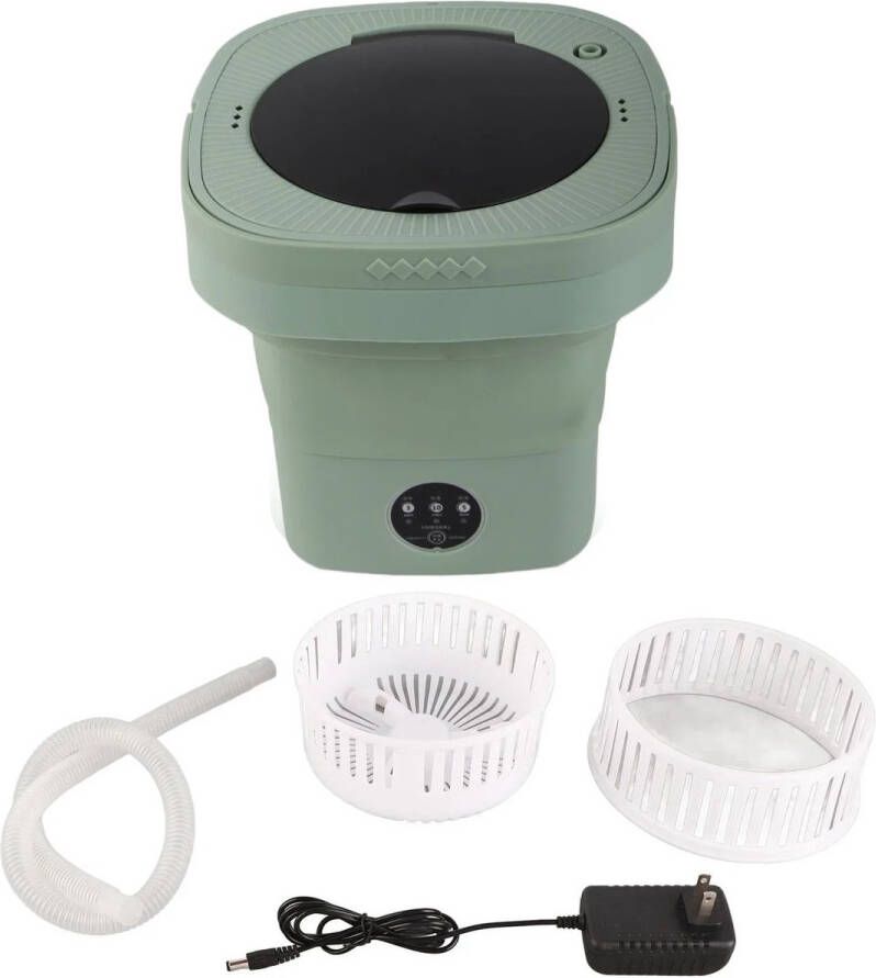 Yoin Mini wasmachine Kleine wasmachine Opvouwbare wasmachine 6.5liter Kampeer wasmachine Groen Draagbaar Centrifuge