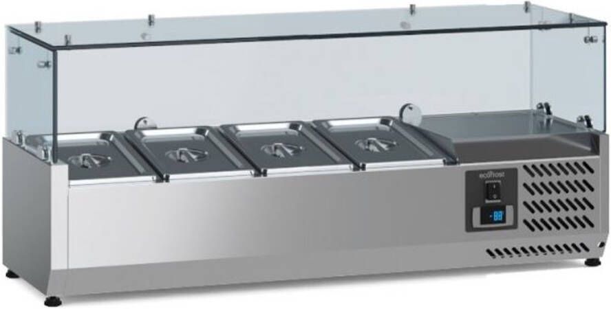 Ecofrost Opzetkoelvitrine 120cm 4 x 1 3GN Glaswand 7950.5125