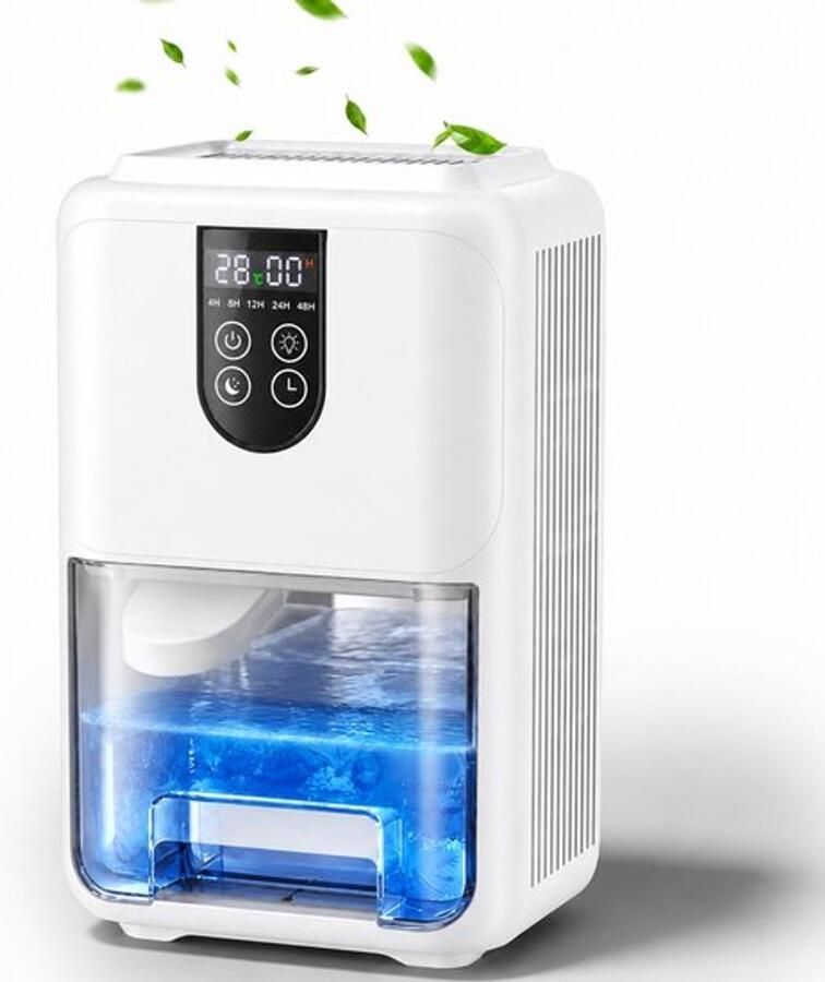 Elektrische ontvochtiger voor woonkamer en wasdroger 1800 ml stille slaapmodus automatische uitschakeling automatische ontdooiing timer (4-48 uur) en 7 kleuren led