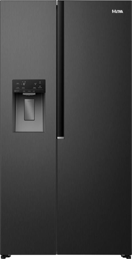 ETNA AKV5178IZWA Amerikaanse koelkast No-Frost 178 cm hoog 528 liter Energielabel E Invriesvermogen 10 kg 24u Geluidsniveau 40 dB LED Display IJs- en waterdispenser SuperCool FastFreeze Deuralarm Multi Airflow EnergySaving