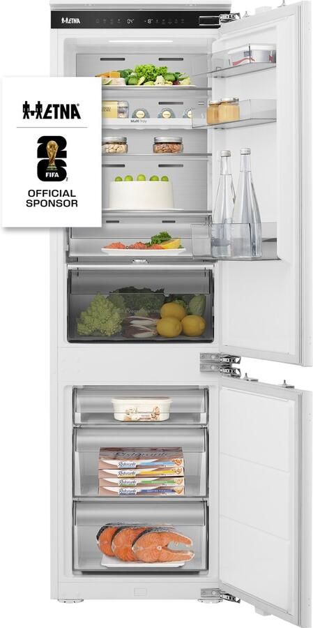 ETNA KCD8178DNF Koel-vriescombinatie Energielabel D 34dB (A) Metal Tech Cooling No Frost Multi-Air Flow CoolFresh SmartZone Super Cool Fast Freeze Inverter Compressor ConnectLife 252 Liter