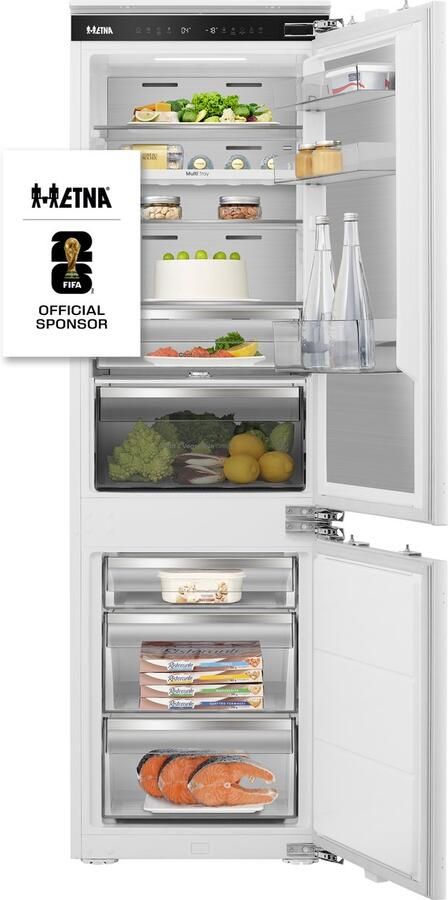 ETNA KCD9178CNF Koel-vriescombinatie Energielabel C 34dB (A) Metal Tech Cooling No Frost Multi-Air Flow CoolFresh SmartZone Super Cool Fast Freeze Inverter Compressor ConnectLife 252 Liter