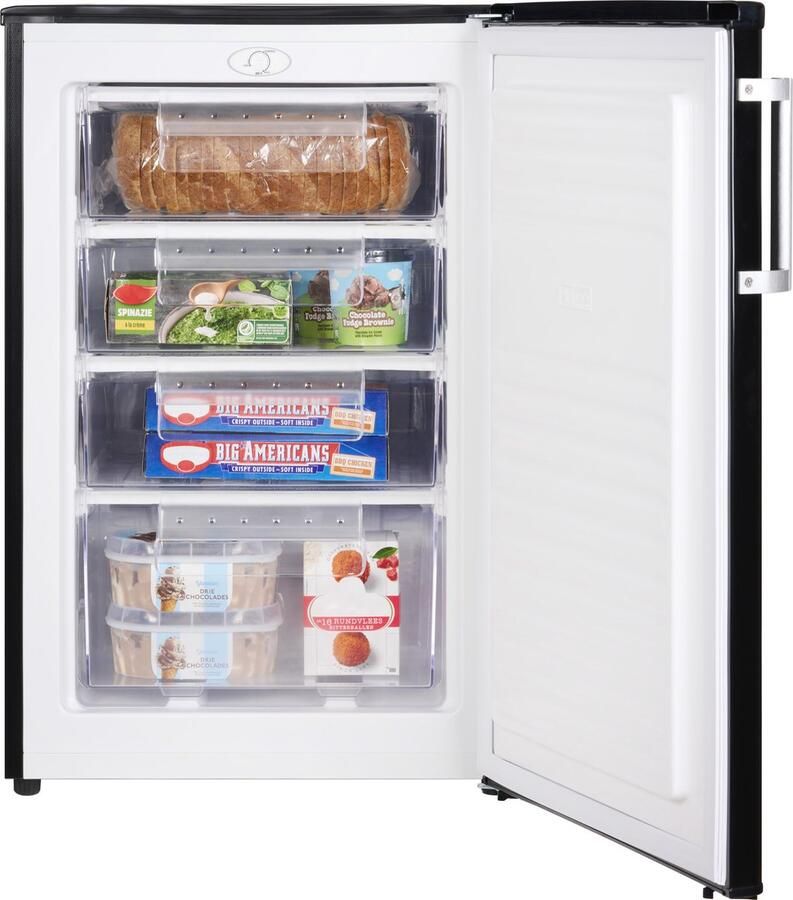 Everglades EVFR5526 Tafelmodel Vriezer Zwart E Klasse 92 Liter 4 Lades 5 Jaar Garantie