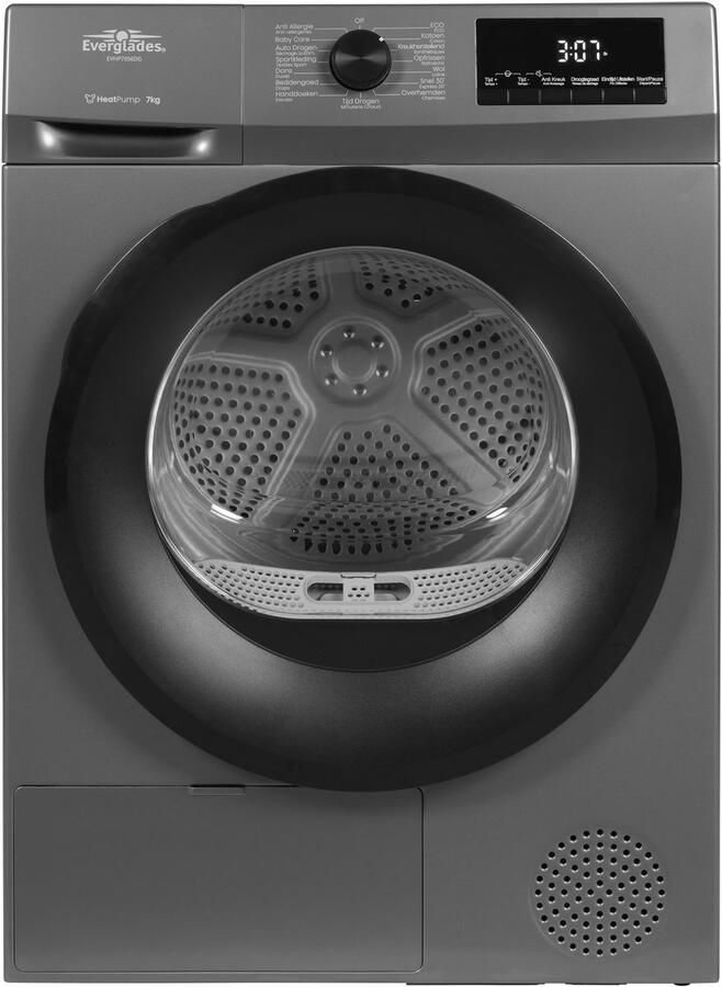 Everglades EVHP7056DG Warmtepompdroger Titanium Gray D-Klasse 109kWh 7KG 15 Programma's Einduitstel 5 Jaar Garantie