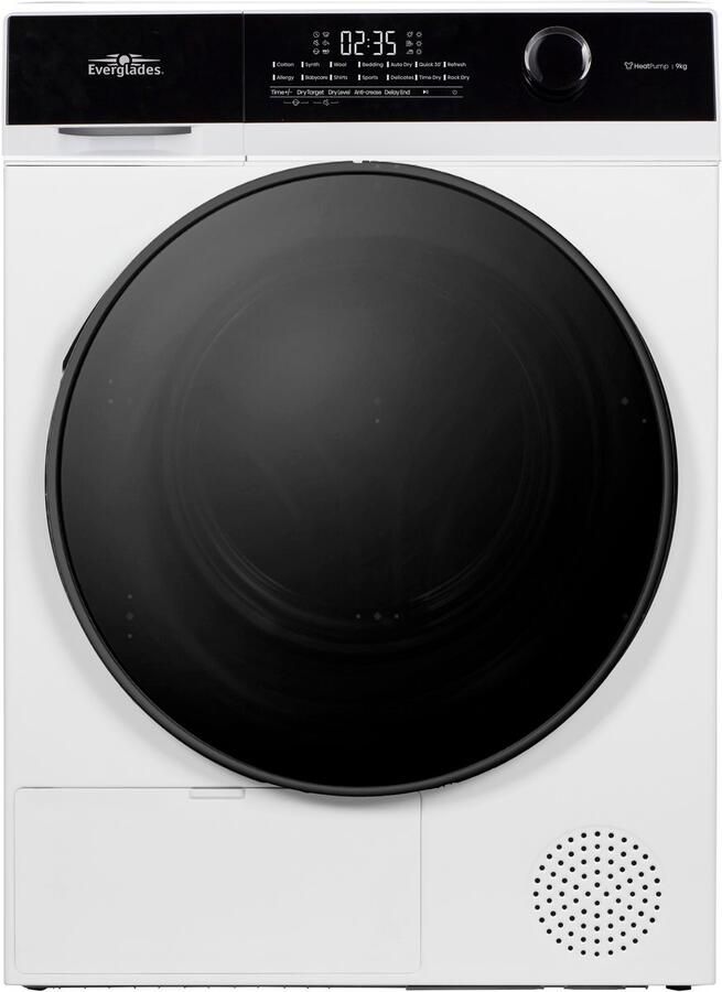 Everglades EVHP9065CW Warmtepompdroger Arctic White C-Klasse 9 KG 15 Programma's 5 Jaar Garantie