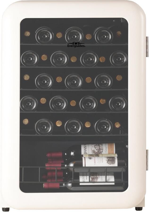 Everglades EVWC21301RW Wijnkoelkast Retro Ivory 49 Flessen Digitaal Display 5 Jaar Garantie