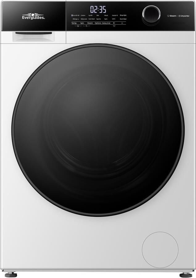 Everglades EVWM121421AW Wasmachine 12KG Arctic White Energieklasse A-20% Stoomfuncties 15 Programma's 5 Jaar Garantie