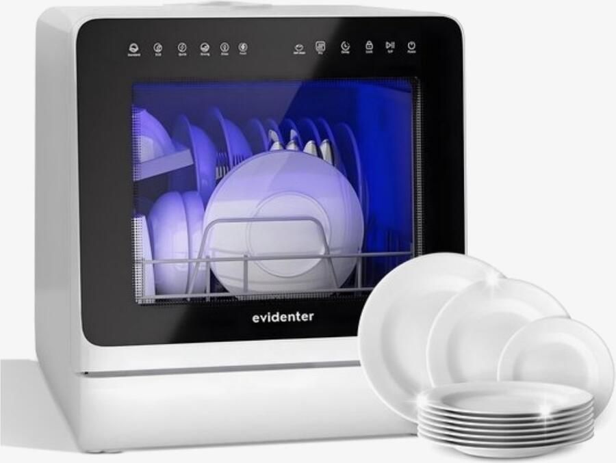 Evidenter 2025 – Vernieuwde Vrijstaande Vaatwasser met Waterontharder en Verbeterde Energie-efficiëntie 7 Wasprogramma s Kinderbeveiliging & Startuitstel Mini vaatwasser Geen Installatie Nodig - Foto 3
