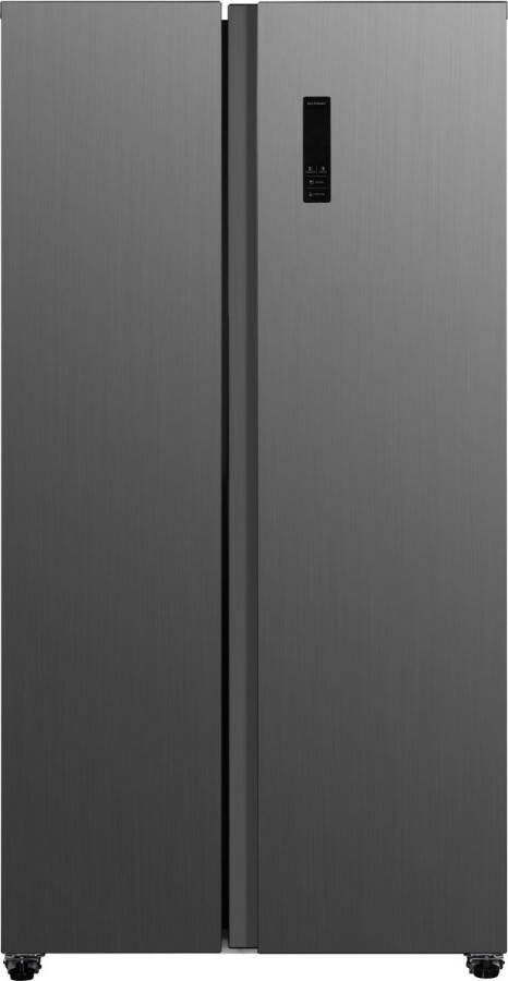 Exquisit CDJ445-041EG Amerikaanse koelkast Met Display 5 Jaar Garantie Ice-Twister Snelvries functie No Frost 442 Liter Inox