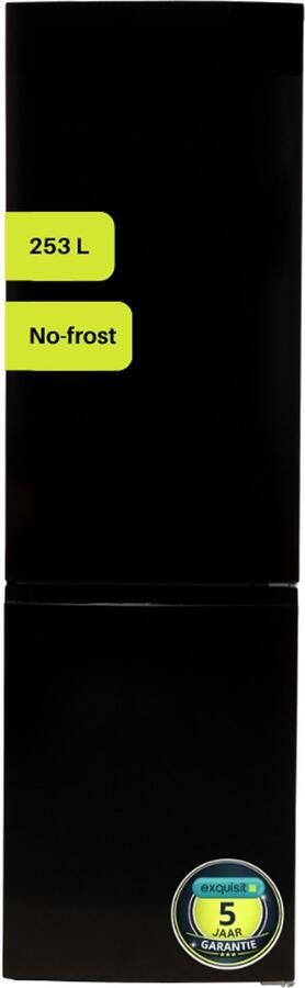 Exquisit CDJ255-NF-040EB Koel-vriescombinatie No-Frost 5 Jaar Garantie 253 Liter Zwart