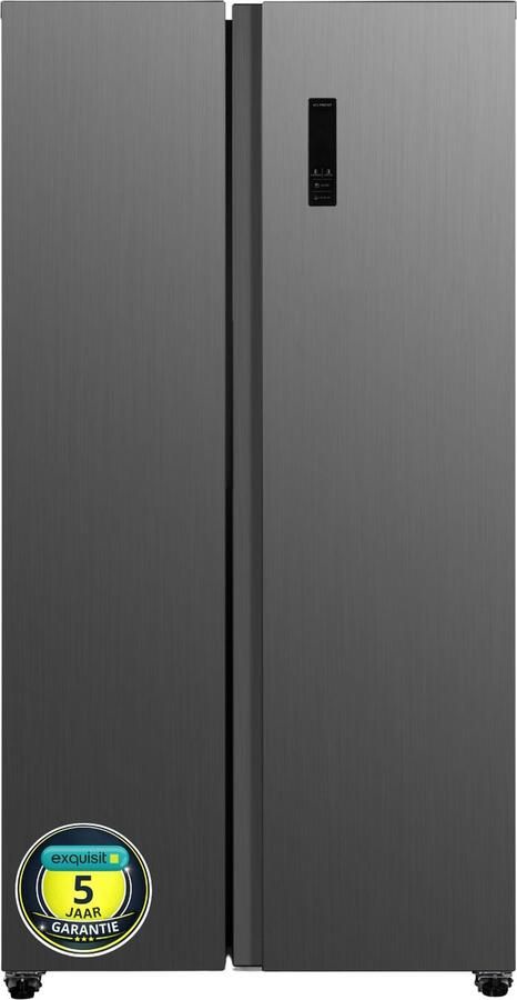 Exquisit CDJ445-041EG Amerikaanse koelkast Met Display 5 Jaar Garantie Ice-Twister Snelvries functie No Frost 442 Liter Inox