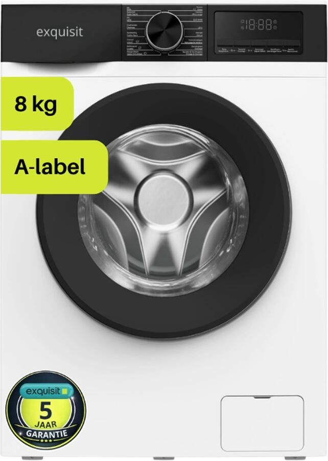Exquisit WA8214-341A Wasmachine 8 Kilo A Label-10% 5 Jaar Garantie Wit