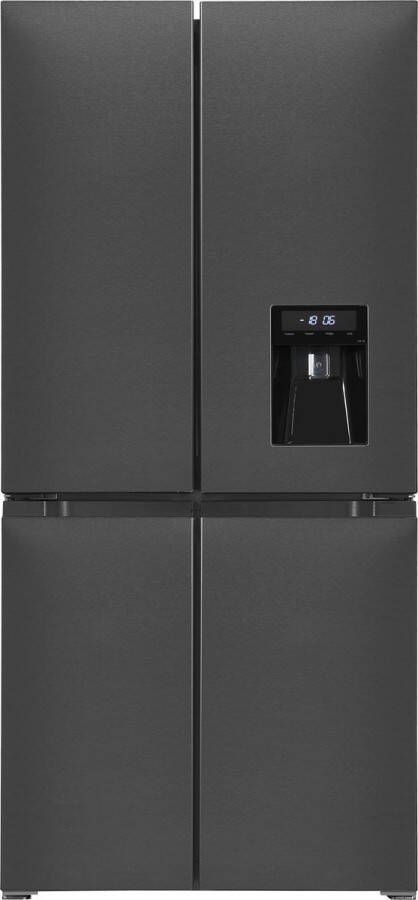 Exquisit MD430-100-WS-200E Amerikaanse koelkast 4-deurs Zwart Nofrost