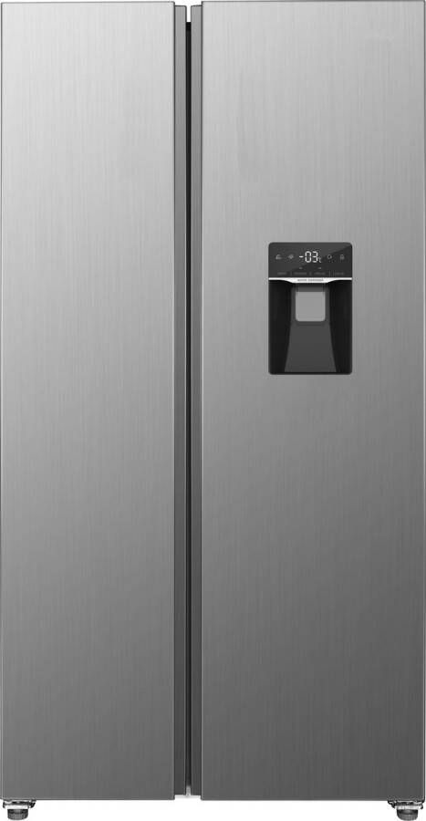 Exquisit SBS146-WS-040ES 2+3 jaar garantie Amerikaanse koelkast Waterdispenser Display No Frost 439 liter Zilver