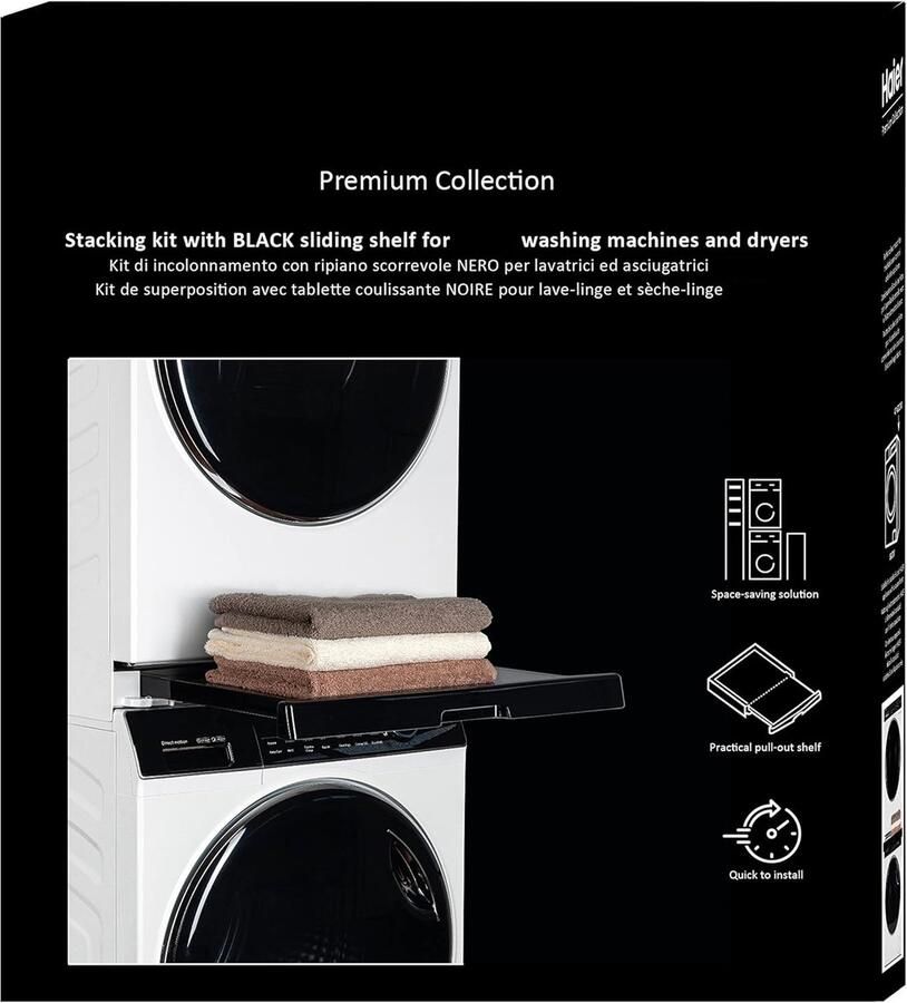 Famanu – Hoogwaardig universeel montageframe voor wasmachines en drogers ruimtebesparend met zwart antikantelbaar schuifrek ideaal voor