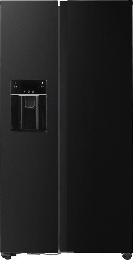 Fitelli KV520IZW Amerikaanse koelkast zwart rvs 90 cm breed met ijs en waterdispenser - Foto 1